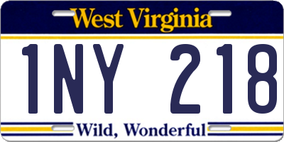 WV license plate 1NY218