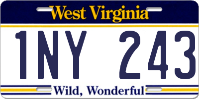 WV license plate 1NY243