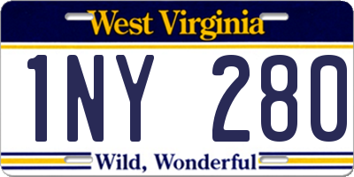 WV license plate 1NY280