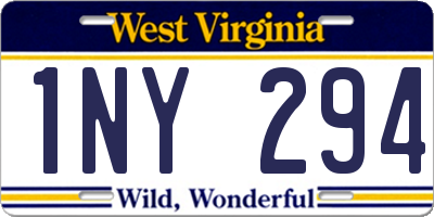 WV license plate 1NY294