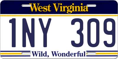 WV license plate 1NY309