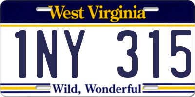 WV license plate 1NY315