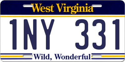 WV license plate 1NY331