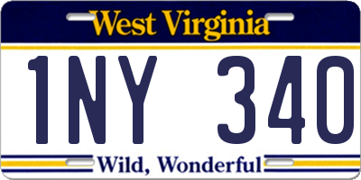 WV license plate 1NY340