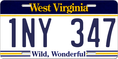 WV license plate 1NY347