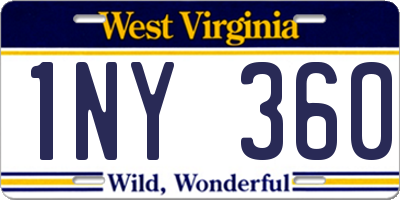 WV license plate 1NY360