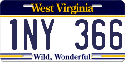 WV license plate 1NY366