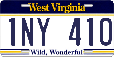 WV license plate 1NY410