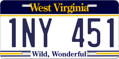 WV license plate 1NY451