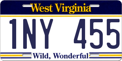 WV license plate 1NY455