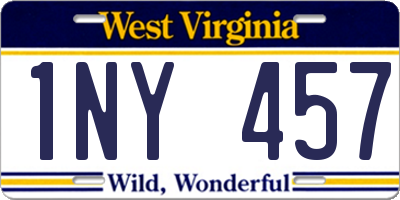 WV license plate 1NY457
