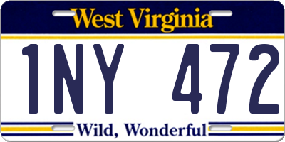 WV license plate 1NY472