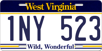 WV license plate 1NY523