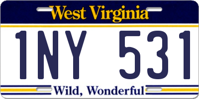 WV license plate 1NY531