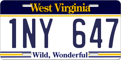WV license plate 1NY647