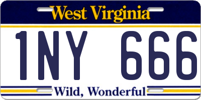 WV license plate 1NY666
