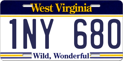 WV license plate 1NY680