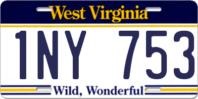 WV license plate 1NY753