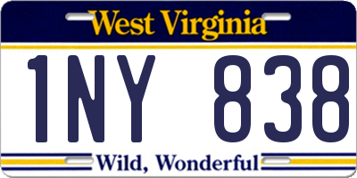 WV license plate 1NY838