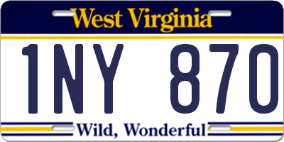 WV license plate 1NY870