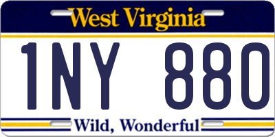 WV license plate 1NY880