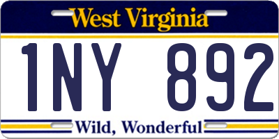 WV license plate 1NY892