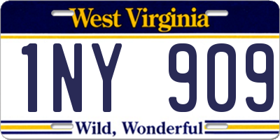 WV license plate 1NY909