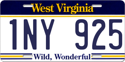 WV license plate 1NY925