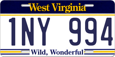 WV license plate 1NY994
