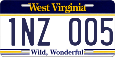 WV license plate 1NZ005