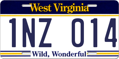 WV license plate 1NZ014