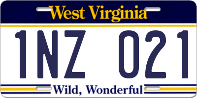 WV license plate 1NZ021