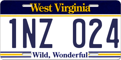 WV license plate 1NZ024