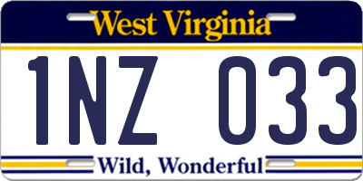 WV license plate 1NZ033