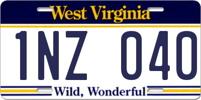 WV license plate 1NZ040