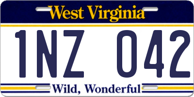 WV license plate 1NZ042