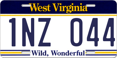 WV license plate 1NZ044