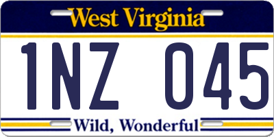 WV license plate 1NZ045