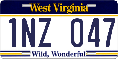 WV license plate 1NZ047