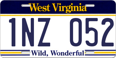 WV license plate 1NZ052