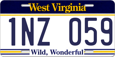 WV license plate 1NZ059