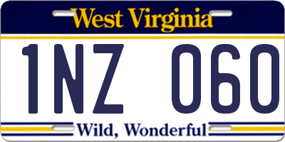 WV license plate 1NZ060
