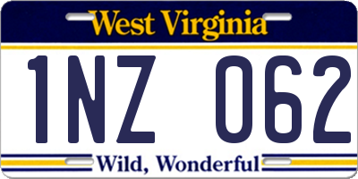 WV license plate 1NZ062