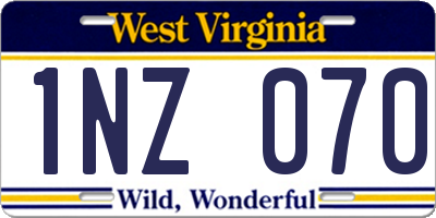 WV license plate 1NZ070
