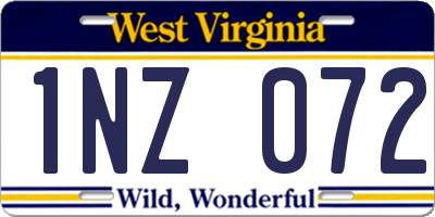 WV license plate 1NZ072
