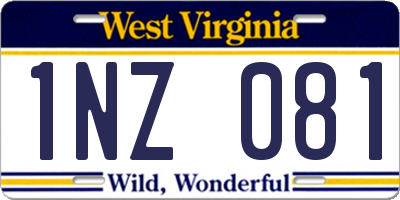 WV license plate 1NZ081