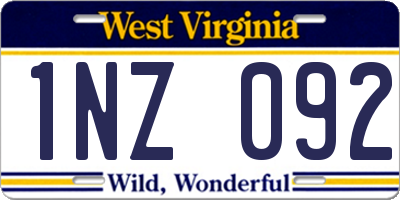 WV license plate 1NZ092