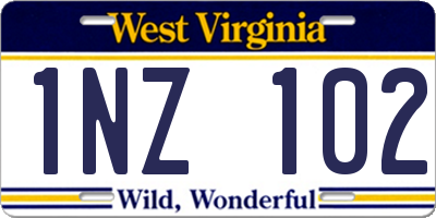 WV license plate 1NZ102