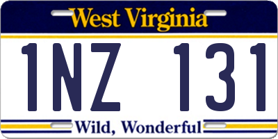 WV license plate 1NZ131