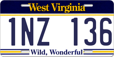 WV license plate 1NZ136